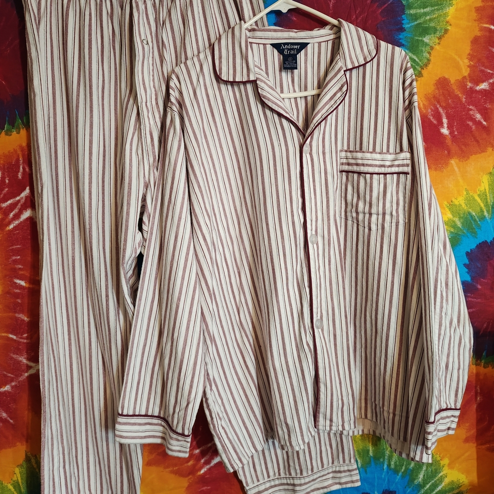 Adonna Men's Red Striped Pajama Shirt